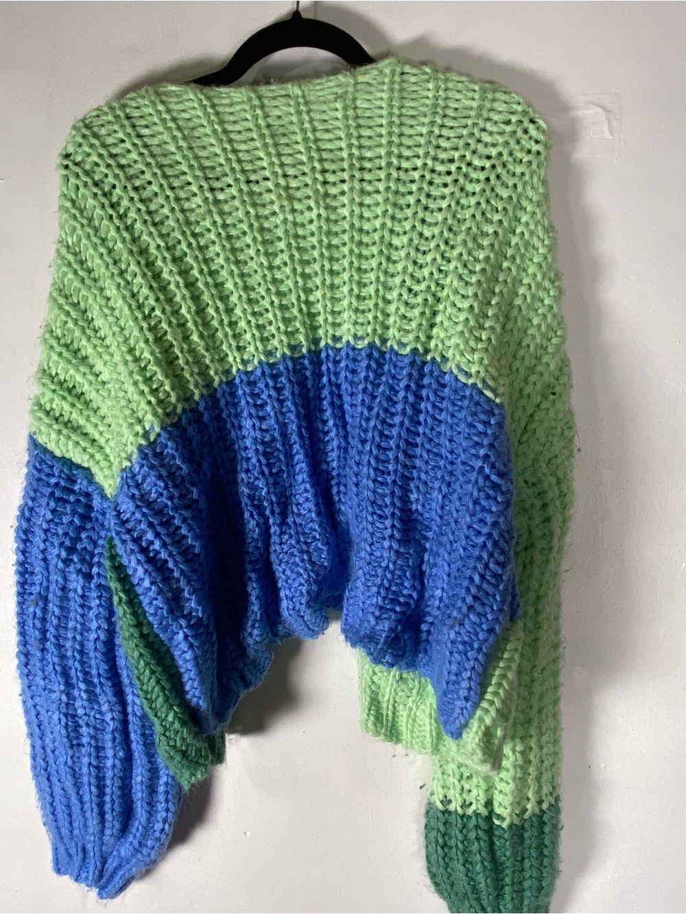 Wild Fable Chunky Y2K Knit Colorblock Cardigan Green Blue Open Front XXL - Picture 5 of 5